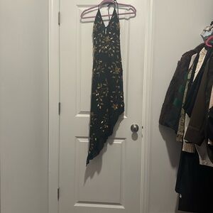 VENUS Black and Gold Asymmetrical Dress